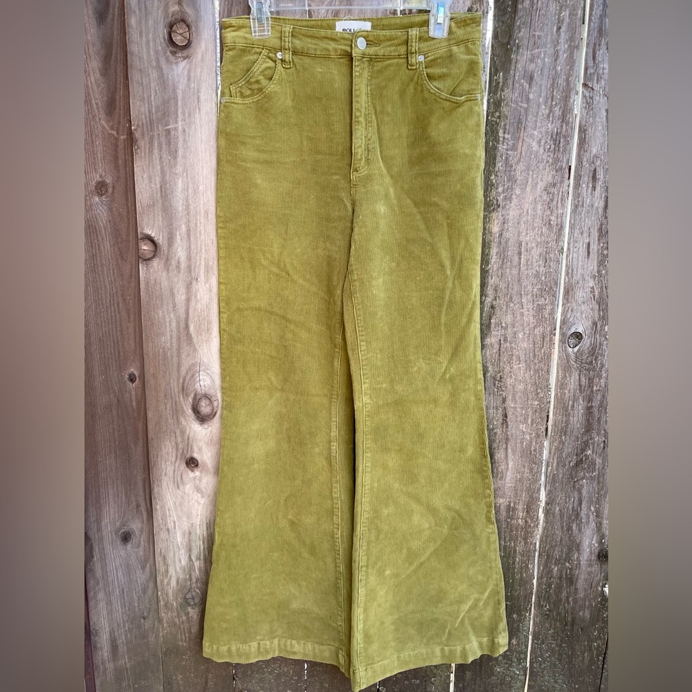 ROLLA'S Olive Green Corduroy Flare Pants